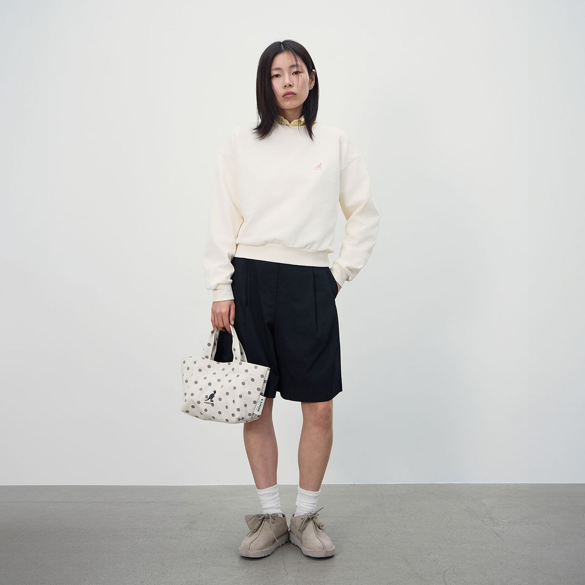 캉골(KANGOL) 우먼스 그래픽 스웨트셔츠 1808 크림