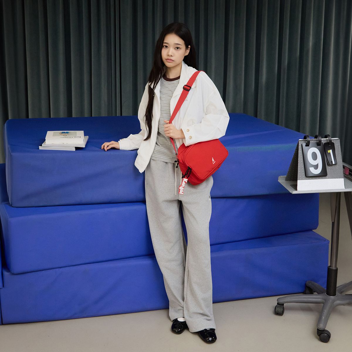 캉골(KANGOL) 우먼스 스웨트 팬츠 4573 멜란지그레이