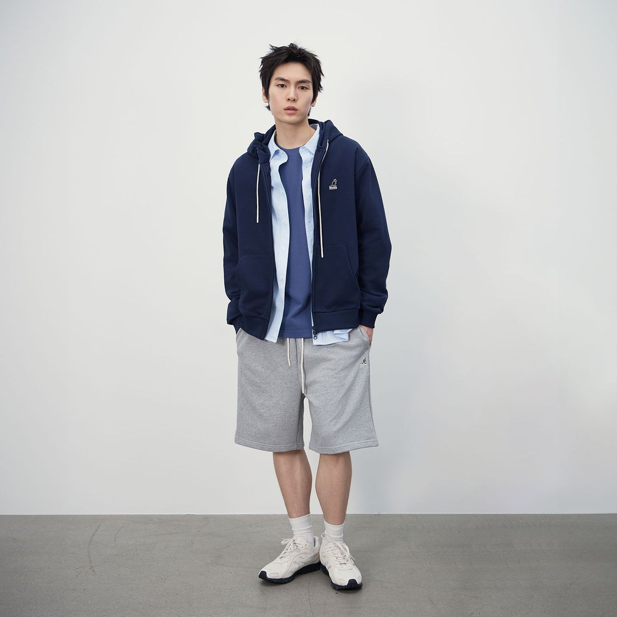 캉골(KANGOL) 에센셜 집업 후디 5145 네이비