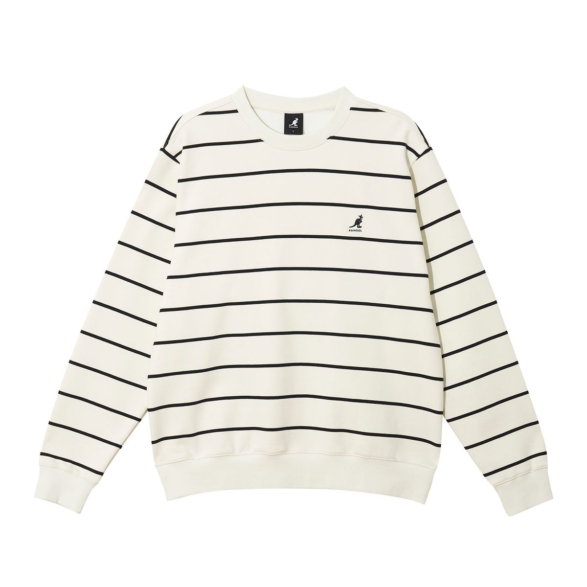 캉골(KANGOL) 에센셜 스트라이프 스웨트셔츠 1802 오프화이트