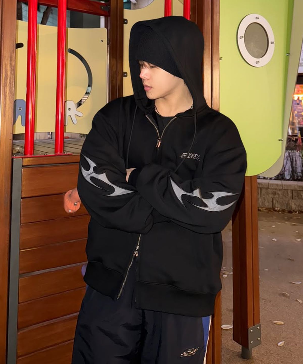 더랭크(THERANK) TRIBAL KILLSWITCH TRAINING HOODED ZIP-UP [BLACK]