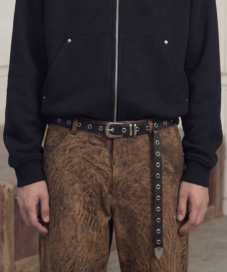 아일렛 소가죽 롱 벨트 LONG WESTERN BELT / EYELET / BLACK