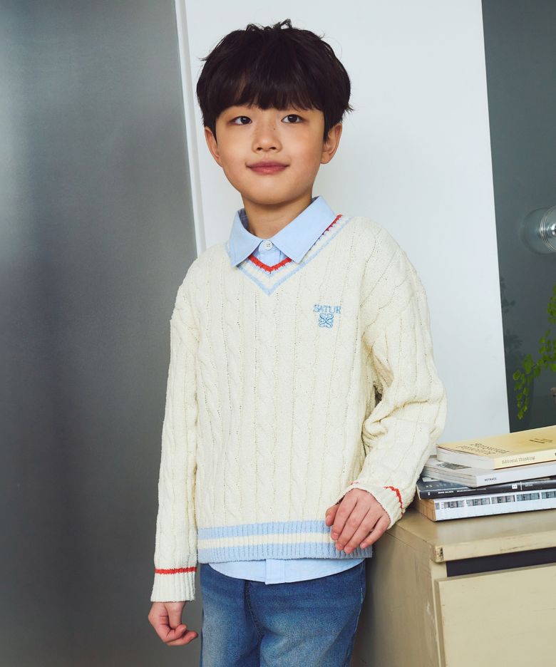 (K) 아페로 브이넥 니트 크림
