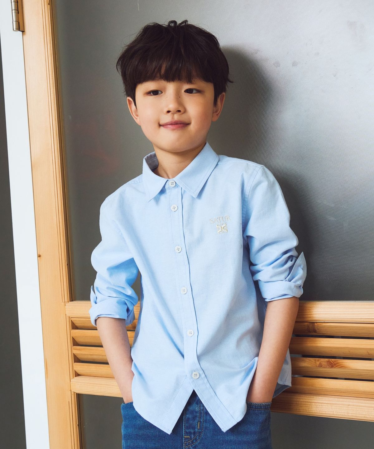 세터 키즈(SATUR KIDS) (K) 로렌 옥스포드 셔츠 스카이 블루