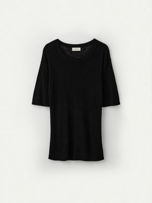 Weightless Wool Half Sleeve Pullover_Black