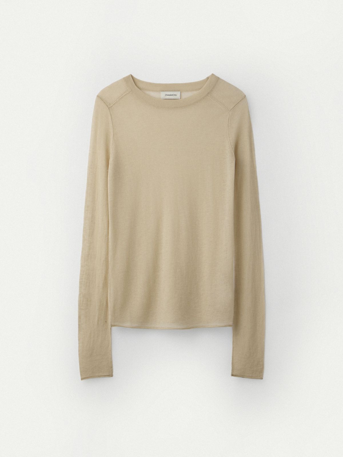 우마뭉(UMARMUNG) Weightless Wool Fitted Crew Neck Pullover_Champagne