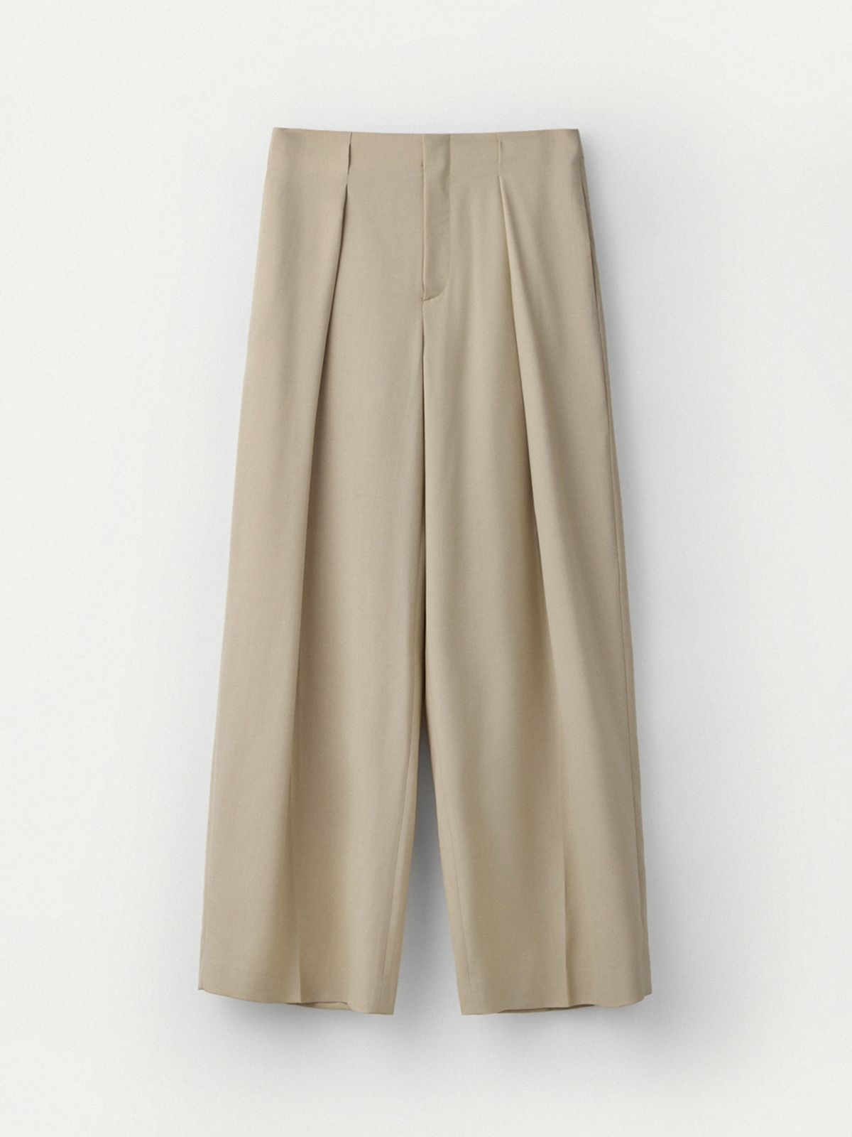 우마뭉(UMARMUNG) Tropical Wool Tucked Pants_Beige