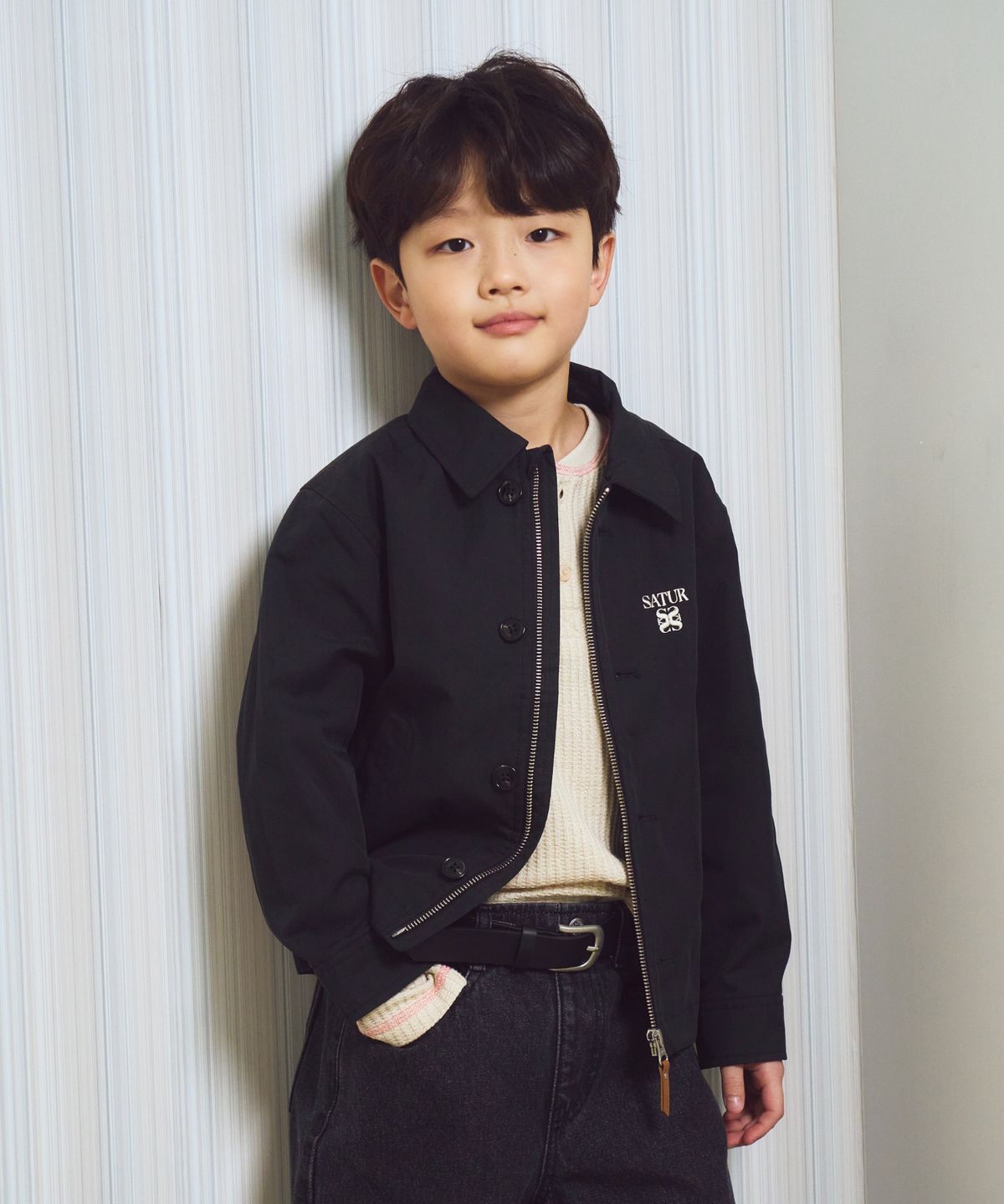 세터 키즈(SATUR KIDS) (K) 테오 코튼 나일론 코치 자켓 블랙