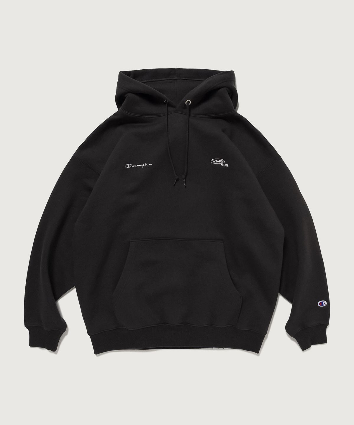 챔피온(CHAMPION) 챔피온 X 더블탭스 테리 플리스 크루넥 후드 티셔츠 Off Black