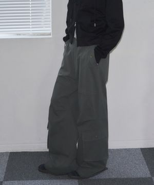 하프 밴딩 코튼 카고 팬츠 [CHARCOAL]