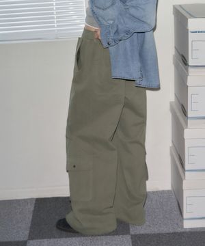 하프 밴딩 코튼 카고 팬츠 [KHAKI]