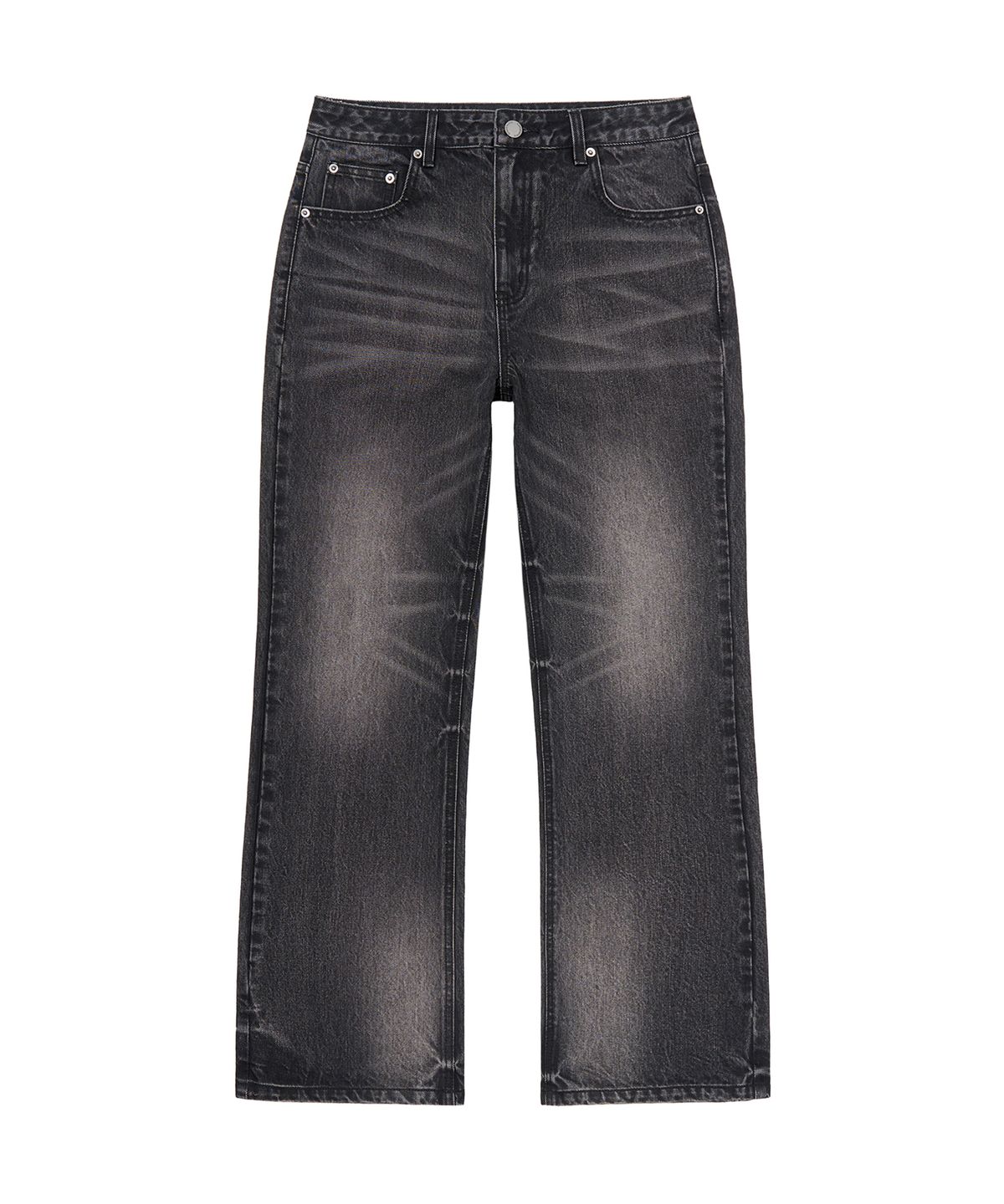 피치블랙(PITCHBLACK) DISTRESSED WHISKER JEANS (WASHED BLACK)