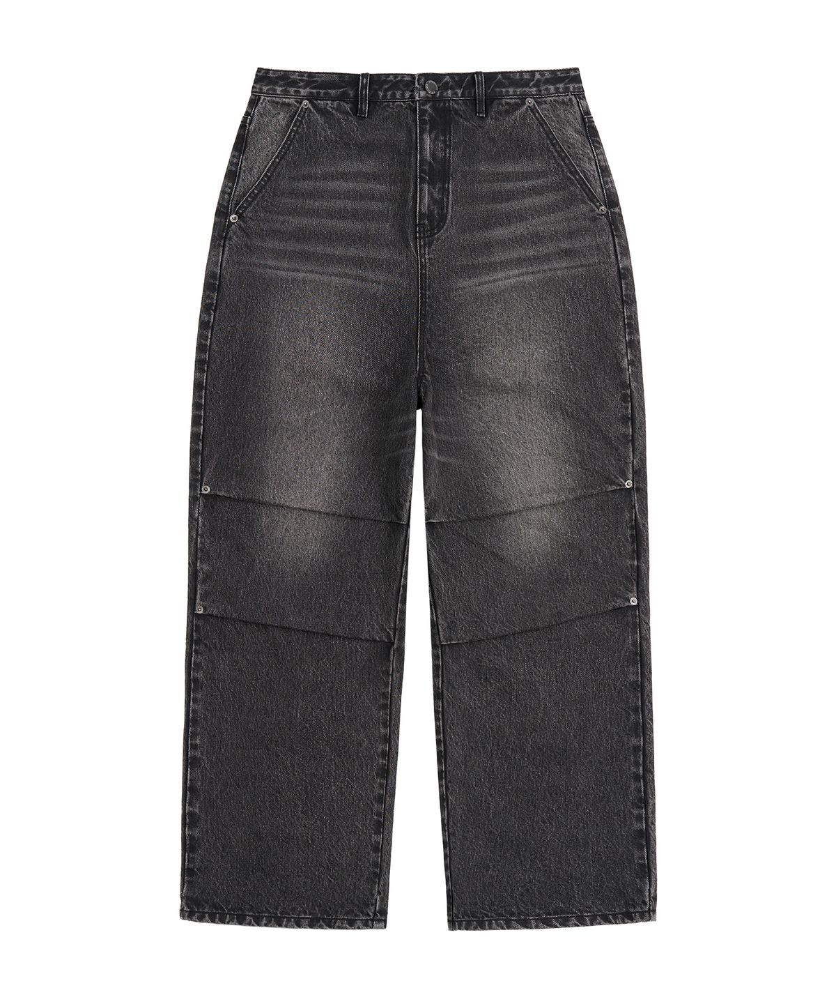 피치블랙(PITCHBLACK) POCKET EMBLEM PARASUIT WIDE DENIM (WASHED BLACK)