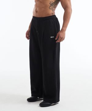 로우 핀턱 와플 와이드 팬츠 (Black)