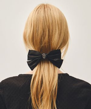 CIRCLE LOGO RIBBON HAIR PIN black