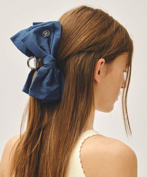 CIRCLE LOGO RIBBON HAIR CLIP blue