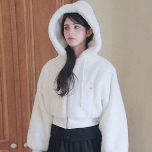 Cropped Hooded Fur Jacket