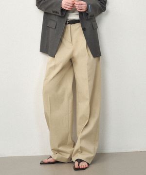 원턱 와이드 치노 팬츠 베이지