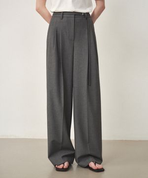 울 벨티드 와이드 슬랙스 차콜
