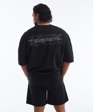 와일드 레터 자이언트핏 숏 슬리브 (Black)