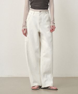 커브드 데님 팬츠 아이보리