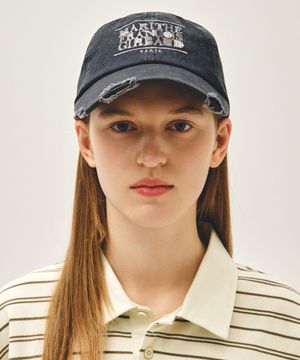 DRAWING CLASSIC LOGO DAMAGED COVERED CAP charcoal