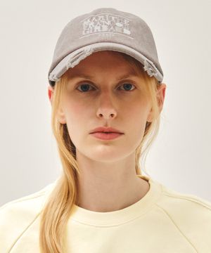 DRAWING CLASSIC LOGO DAMAGED COVERED CAP pink