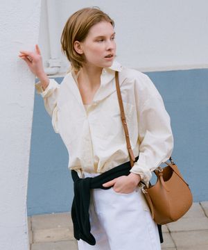 오버사이즈 포켓 코튼 셔츠 옐로우