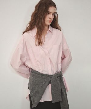 오버사이즈 포켓 코튼 셔츠 라이트 핑크