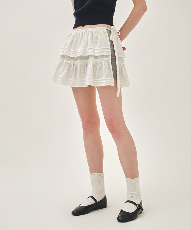 W LAYERED RUFFLE SKIRT white