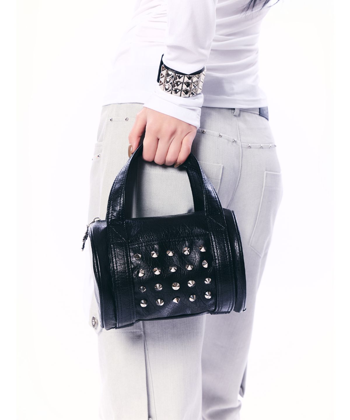셋업이엑스이(SETUP-EXE) STUD MINI TOTE BAG /  BLACK
