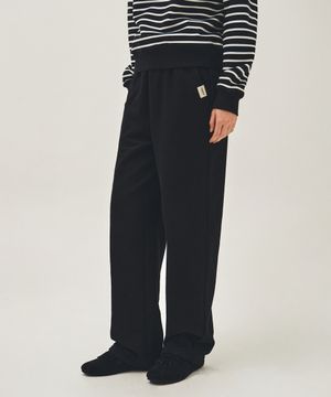 W BASIC FOLD-OVER SWEAT PANTS black