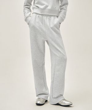 W BASIC FOLD-OVER SWEAT PANTS light heather gray