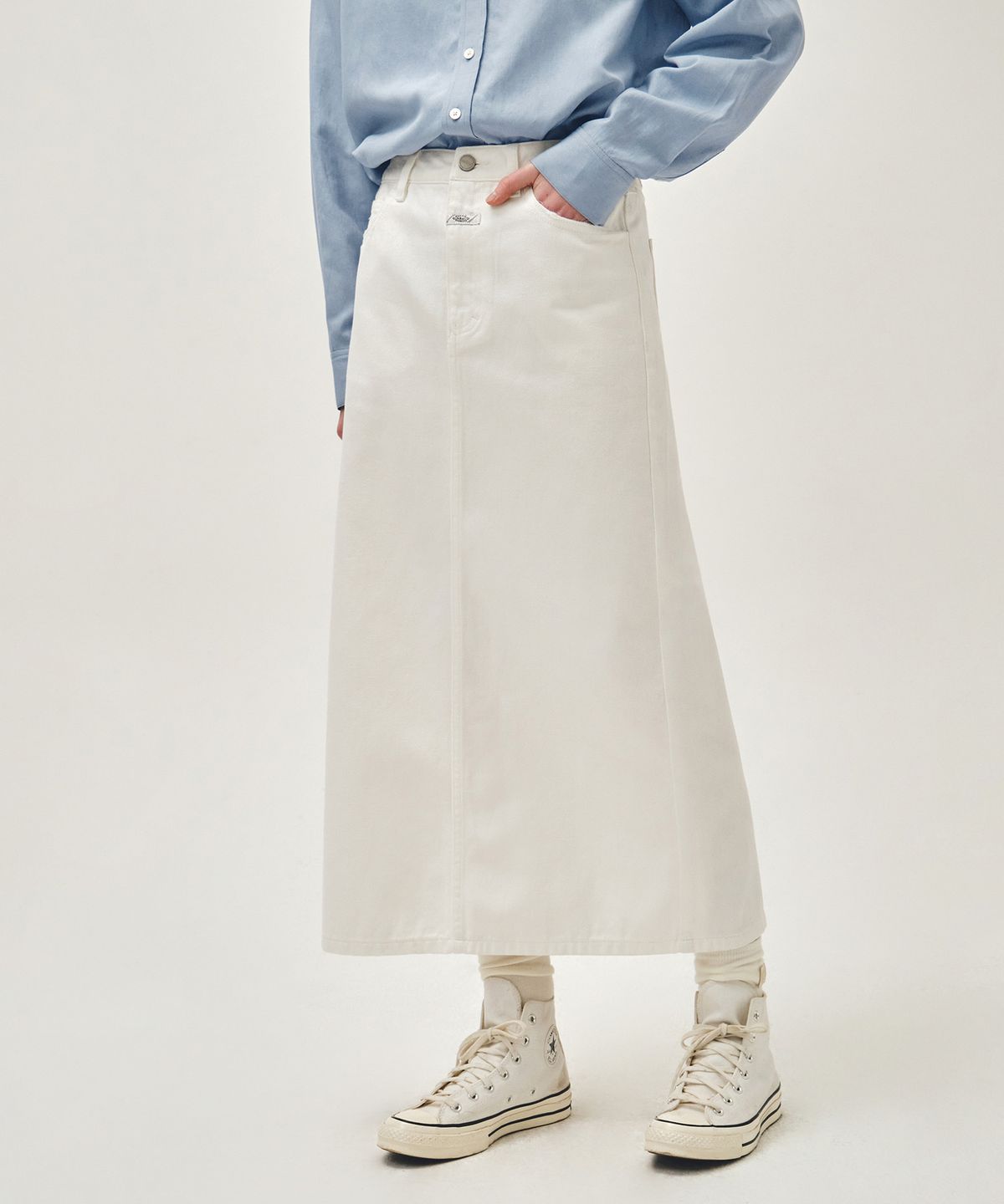 마리떼 프랑소와 저버(MARITHÉ + FRANҪOIS GIRBAUD) W DENIM MAXI SKIRT off white