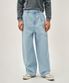 NEW M LOW-WAIST TUCK WIDE DENIM PANTS light blue