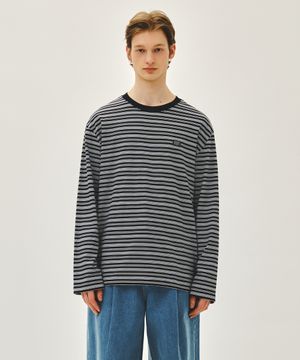 MULTI STRIPE LONG SLEEVE TEE navy