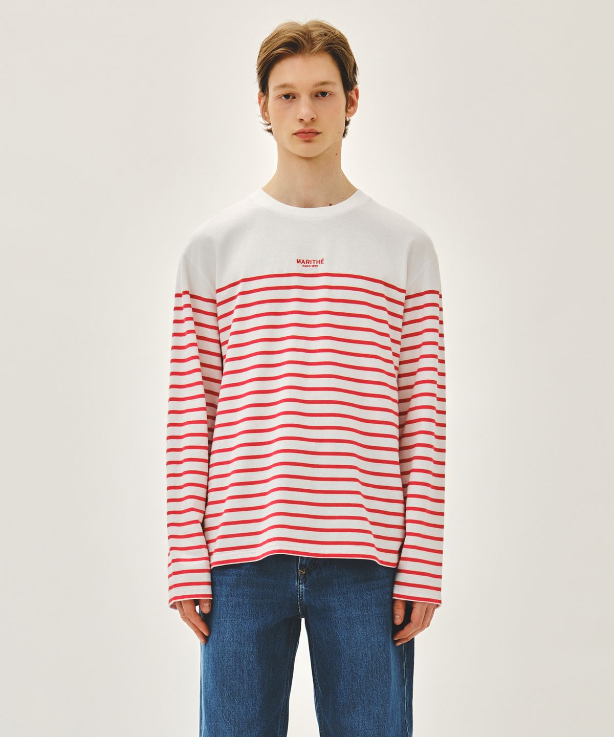 마리떼 프랑소와 저버(MARITHÉ + FRANҪOIS GIRBAUD) BLOCK STRIPE LONG SLEEVE TEE red