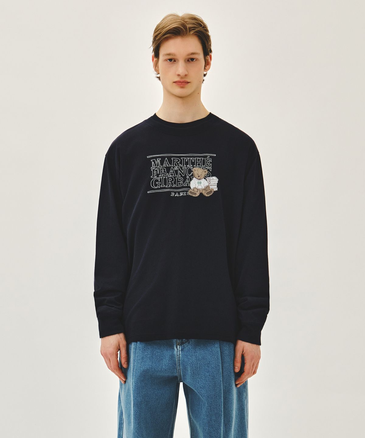 마리떼 프랑소와 저버(MARITHÉ + FRANҪOIS GIRBAUD) DOODLE CLASSIC LOGO LONG SLEEVE TEE navy
