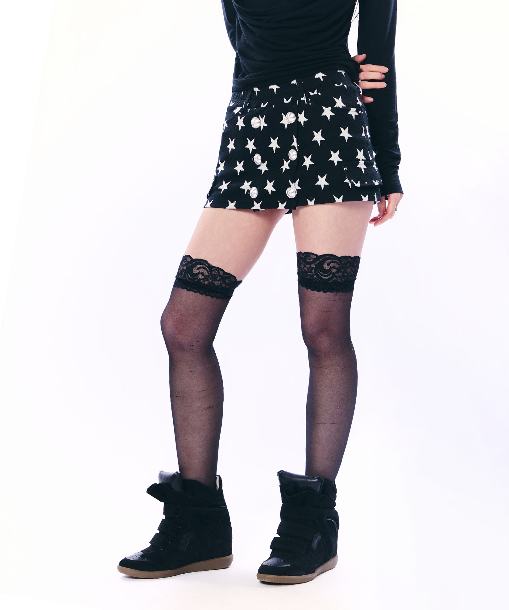 ★a★ 様 SETUPEXE SKIRT PANTS MUSINSA | SETUPEXE STAR DOUBLE BUTTON SKIRT PANTS / BLACK