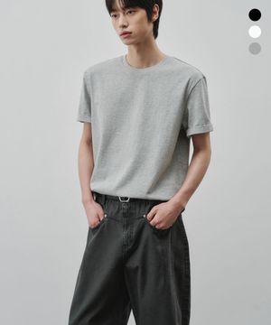 플루이드 라운드넥 크롭 하프 티셔츠 [3COLOR]