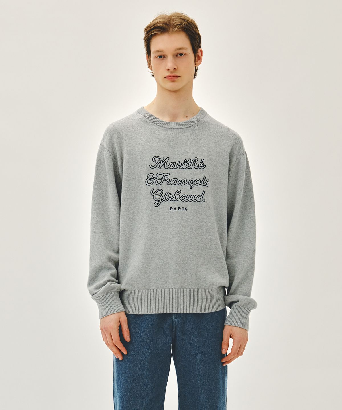 마리떼 프랑소와 저버(MARITHÉ + FRANҪOIS GIRBAUD) DRAWING CLASSIC LOGO KNIT PULLOVER melange gray