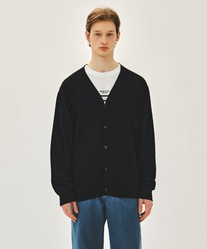 SMALL CLASSIC LOGO V-NECK KNIT CARDIGAN black