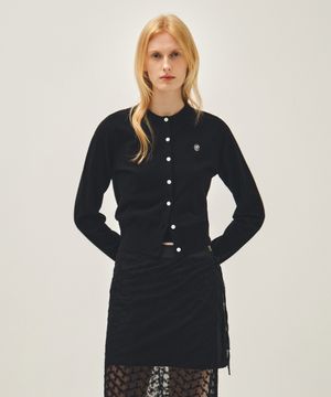 W BASIC KNIT CARDIGAN SETUP black