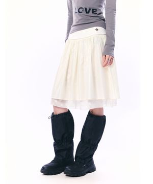 CHIFFON LAYERED SKIRT / CREAM