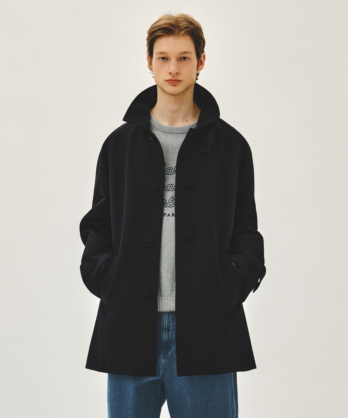 마리떼 프랑소와 저버(MARITHÉ + FRANҪOIS GIRBAUD) RAGLAN HALF TRENCH JACKET navy