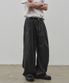 핀 스트라이프 유틸리티 와이드 슬랙스 [차콜]