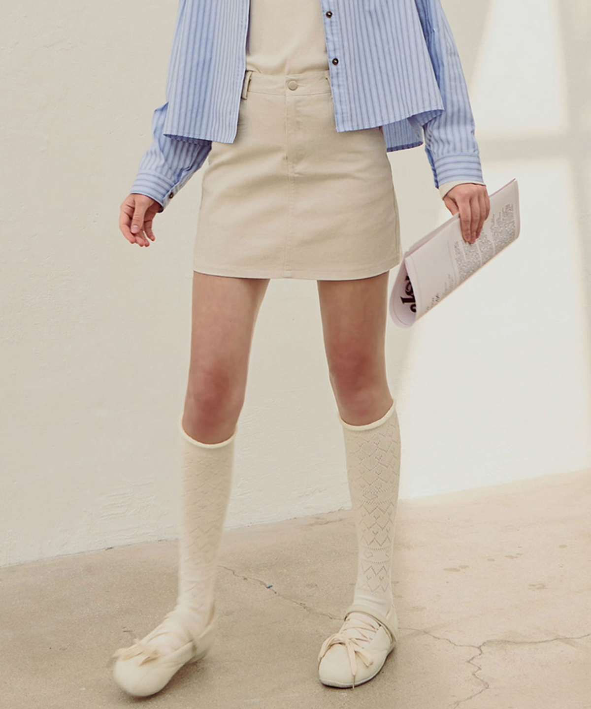 슬로우롤리(SLOWLOLLI) Daily short denim skirt_3 Colors