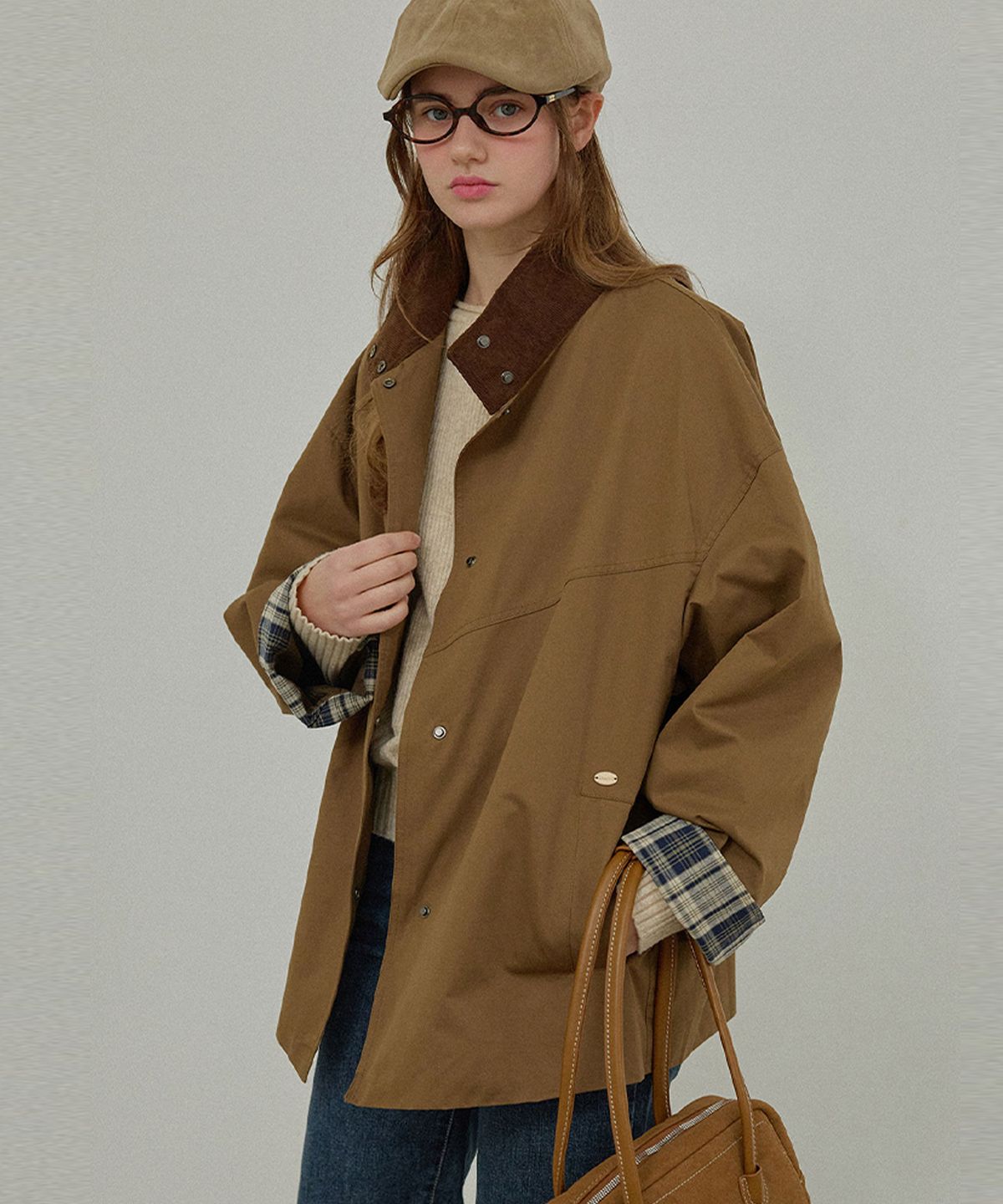 슬로우롤리(SLOWLOLLI) Mari half jacket - Brown
