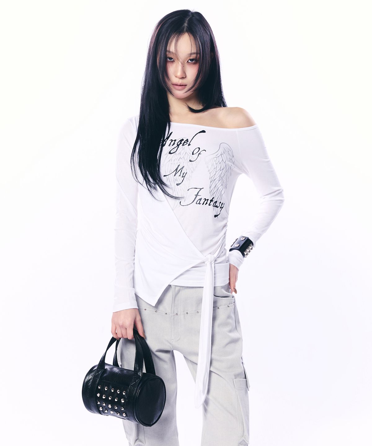 셋업이엑스이(SETUP-EXE) WRAP ONE-SHOULDER TOP / WHITE