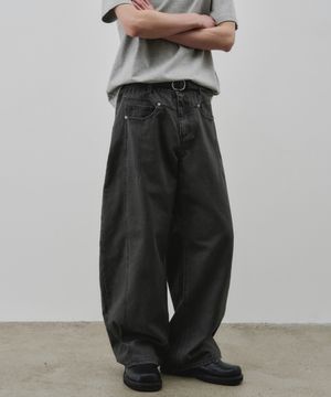 로어드 웨이스트 커브드 코튼 팬츠 [빈티지그레이]